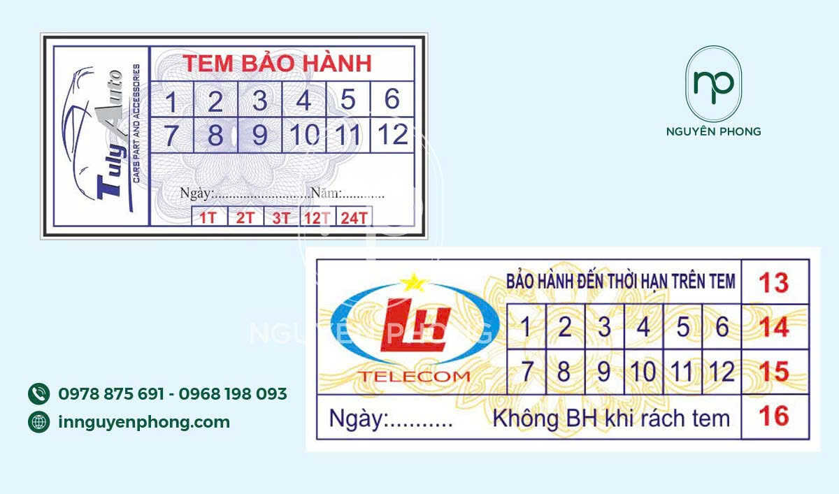 Một số mẫu tem dán bảo hành chất lượng